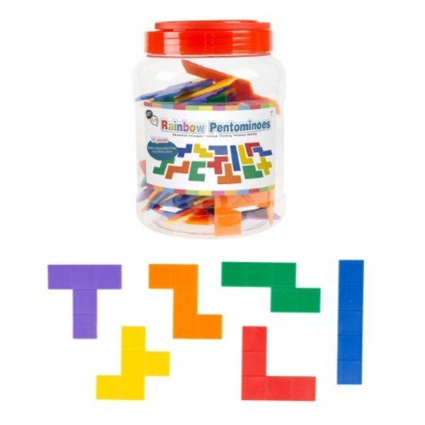 Toy Time 72-piece Rainbow Pentominoes Set with Bright Colorful Scored Plastic Tile Puzzle for Kids 936004KNN